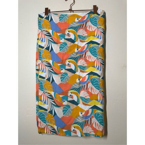 Volcom Colorful Birds of Paradise Orange and Teal Beach Sarong - Picture 3 of 4